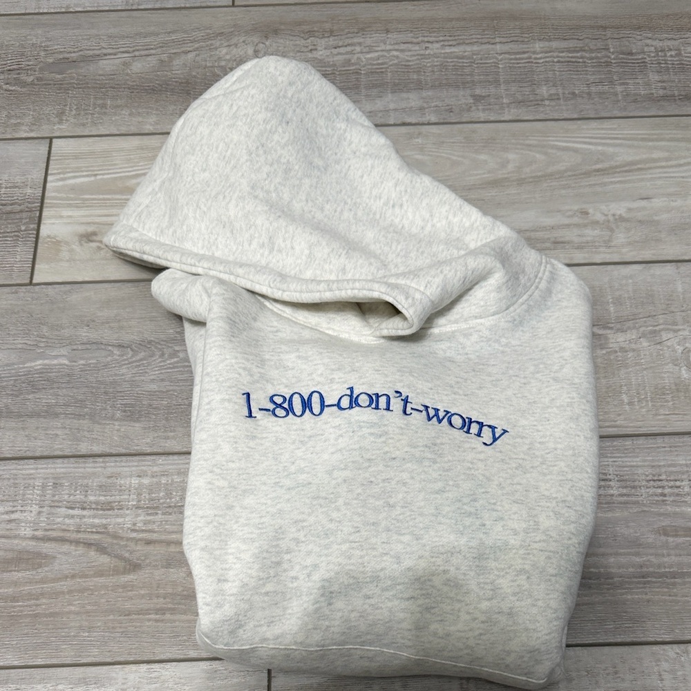 Altar’d State Don’t Worry Gray Sweatshirt with Embroidered Text
